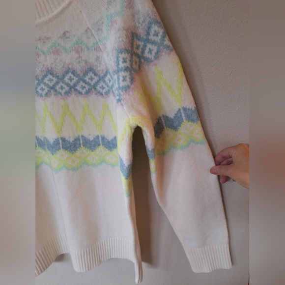 Loft Fair Isle Sweater Pastel Cozy Warm Soft Stretchy Womens Size L - Picture 3 of 6